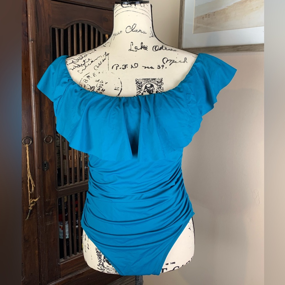 La Blanca Island Goddess Off Shoulder Ruffle One Piece